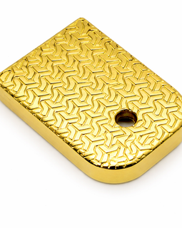 Glock 17, 19, 22, 23, 26 (Gen 1–5) Metal Magazine Base Plates – 2 Pack | Gold Engraved Design