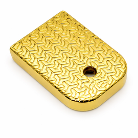 Glock 17, 19, 22, 23, 26 (Gen 1–5) Metal Magazine Base Plates – 2 Pack | Gold Engraved Design