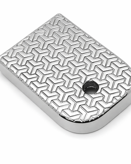 Glock 17, 19, 22, 23, 26 (Gen 1–5) Metal Magazine Base Plates – 2 Pack | Nickel Engraved Design