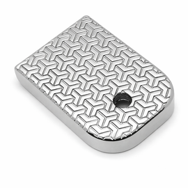 Glock 17, 19, 22, 23, 26 (Gen 1–5) Metal Magazine Base Plates – 2 Pack | Nickel Engraved Design