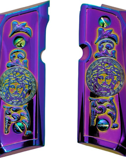 Beretta 92 / 96 Full Size Metal Grips – Titanium Medusa Design (Fits 92FS, M9, 92A1, 92 INOX – Includes Screws)