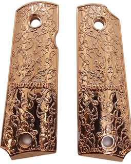 Browning 1911-22 / 1911-380 Rose Gold Metal Grips – Ornate Scroll Design (No Screws Included)