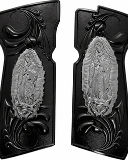 Beretta 92 Series Virgin Mary Metal Grip Panels – Black & Silver Finish – Matching Screws Included