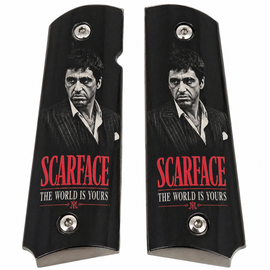 Limited Edition 1911 Metal Grips – “Scarface Style” Nickel Series w/ Ambi Cut & Screws