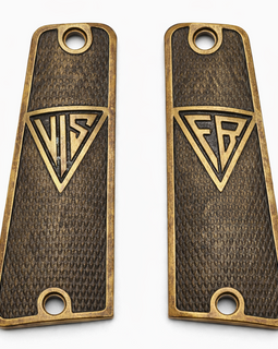 Antique Bronze Metal Grips for Radom P35 (VIS 35) – Large Screw Head – 9mm Luger – Aged Military Finish