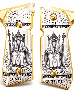 Beretta 92 / 96 Justice Tarot Design Grip Panels – Gold Border Edition – Includes 4 Screws