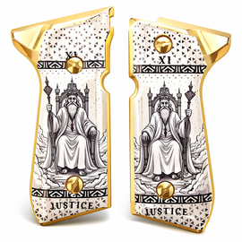Beretta 92 / 96 Justice Tarot Design Grip Panels – Gold Border Edition – Includes 4 Screws