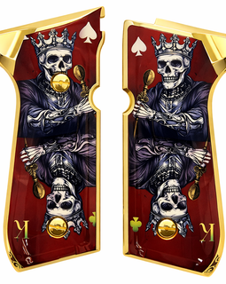 Beretta 92 / 96 King of Spades Skull Grip Panels – Gold Border Edition – Includes 4 Screws