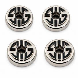 Hex Grip Screws for SIG SAUER P226 / P228 / P229 – Nickel & Black Two-Tone – Hardened Steel – 4 Pack