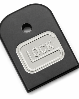 Glock 17, 19, 22, 23, 26 (Gen 1–5) Metal Magazine Base Plates – 2 Pack | Black Nickel Engraved Design