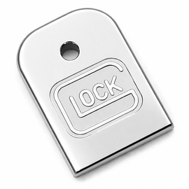 Glock 17, 19, 22, 23, 26 (Gen 1–5) Metal Magazine Base Plates – 2 Pack | Chrome Engraved Design