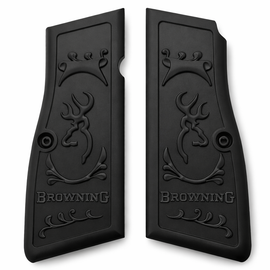 Browning Hi Power / Tisas Regent BR9 Metal Grips – Matte Black Buckmark Design (Includes Screws)