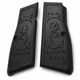 Browning Hi Power / Tisas Regent BR9 Metal Grips – Matte Black Buckmark Design (Includes Screws)