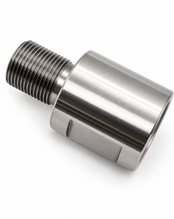 1/2-28 Male to 5/8-24 Female Thread Adapter – Solid Stainless Steel Construction