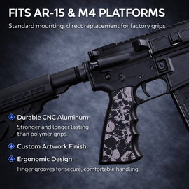 AR-15/M4 Aluminum Pistol Grip – Skull Design, CNC Machined