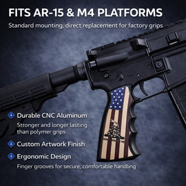 AR-15/M4 Aluminum Pistol Grip – “Don’t Tread On Me” American Flag Design