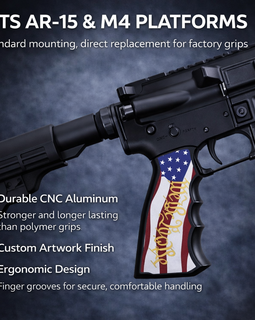 AR-15/M4 Aluminum Pistol Grip – Patriotic “We the People” American Flag Design