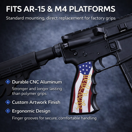 AR-15/M4 Aluminum Pistol Grip – Patriotic “We the People” American Flag Design