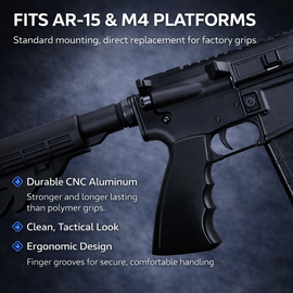 AR-15/M4 Aluminum Pistol Grip – Solid Black, CNC Machined