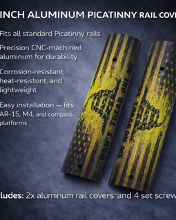 AR-15 / M4 Picatinny Rail Covers – “Don’t Tread On Me” Gadsden Flag Design, Aluminum 6" Panels (Set of 2)