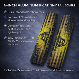AR-15 / M4 Picatinny Rail Covers – “Don’t Tread On Me” Gadsden Flag Design, Aluminum 6" Panels (Set of 2)
