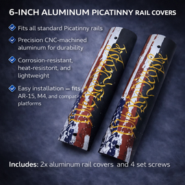 AR-15 / M4 Picatinny Rail Covers – “We The People” American Flag Design, Aluminum 6" Panels (Set of 2)
