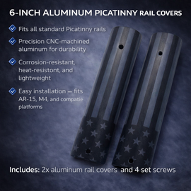 AR-15 / M4 Picatinny Rail Covers – 6" Aluminum Panels with American Flag Design (Set of 2)