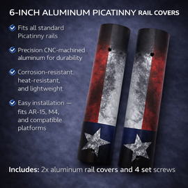AR-15 / M4 Picatinny Rail Covers – Texas Flag Design, Aluminum 6" Panels (Set of 2)