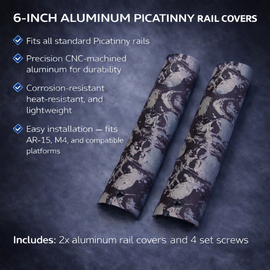 AR-15 / M4 Picatinny Rail Covers – Skull Pattern Design, Aluminum 6" Panels (Set of 2)