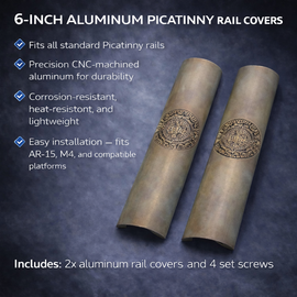 AR-15 / M4 Picatinny Rail Covers – Aztec Calendar Design, Aluminum 6" Panels (Set of 2)