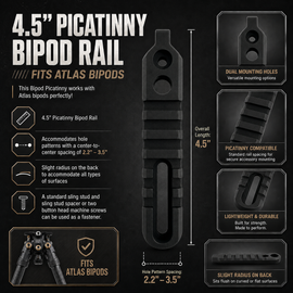 4.5" Picatinny Bipod Rail – Compatible with Atlas Bipods