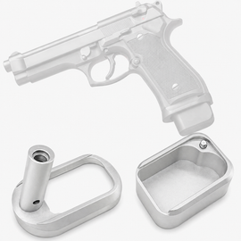 Beretta 92/96 Magwell + Magazine Extension Plate Kit – Silver Anodized Aluminum