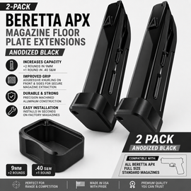 2-Pack Beretta APX Magazine Floor Plate Extensions Black