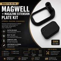 Beretta 92/96 Magwell + Magazine Extension Plate Kit – Black Anodized Aluminum