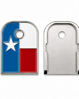 2-Pack Texas Flag Glock Magazine Floor Plates – Polished Nickel Enamel Gen 1–5
