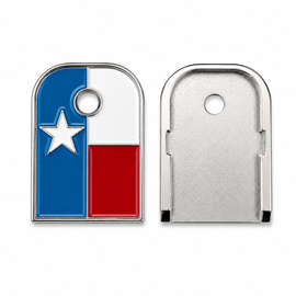 2-Pack Texas Flag Glock Magazine Floor Plates – Polished Nickel Enamel Gen 1–5