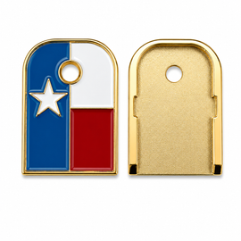 2-Pack Texas Flag Glock Magazine Floor Plates – Polished Gold Enamel Gen 1–5