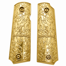 Browning 1911-22 / 1911-380 Gold Metal Grips – Ornate Scroll Design (Includes Screws)