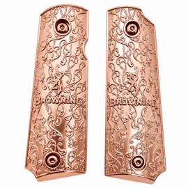 Browning 1911-22 / 1911-380 Rose Gold Metal Grips – Ornate Scroll Design (Screws Not Included)