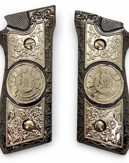 Taurus PT-92 / PT-99 Zinc Alloy Metal Grip Panels Black Nickel – Engraved – Screws Included