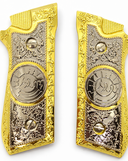 Taurus PT-92 / PT-99 Zinc Alloy Metal Grip Panels Gold Nickel – Engraved – Screws Included