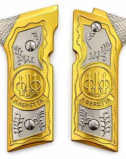 Beretta Vertec Grips for M9A3 & 92X Centurion – Gold & Silver P. BERETTA Medallion – Includes Screws