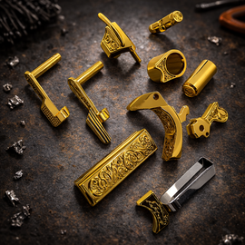 Limited Edition Gold-Plated 1911 Full-Size Parts Kit – 10pc Engraved Steel Set