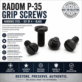 Radom P-35 Grip Screws – Hardened Steel Black Finish (Set of 4)