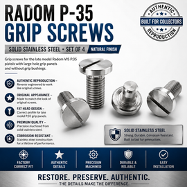 Radom P-35 Grip Screws – Solid Stainless Steel (Set of 4)