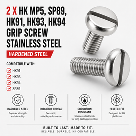 2X HK MP5 / SP89 / HK91 / HK93 / HK94 Grip Screw – Solid Stainless Steel
