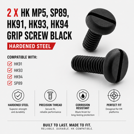 2X HK MP5 / SP89 / HK91 / HK93 / HK94 Grip Screw – Black Hardened Steel
