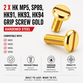 2X HK MP5 / SP89 / HK91 / HK93 / HK94 Grip Screw – Gold Hardened Steel