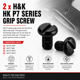 2X H&K HK P7 Series Grip Screw – Black
