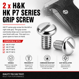 2X H&K HK P7 Series Grip Screw – Stainless Steel
